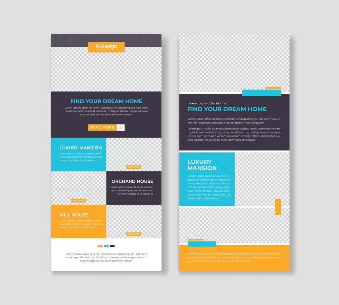 Real Estate Email Newsletter Template, Newsletter Layout for Business vector