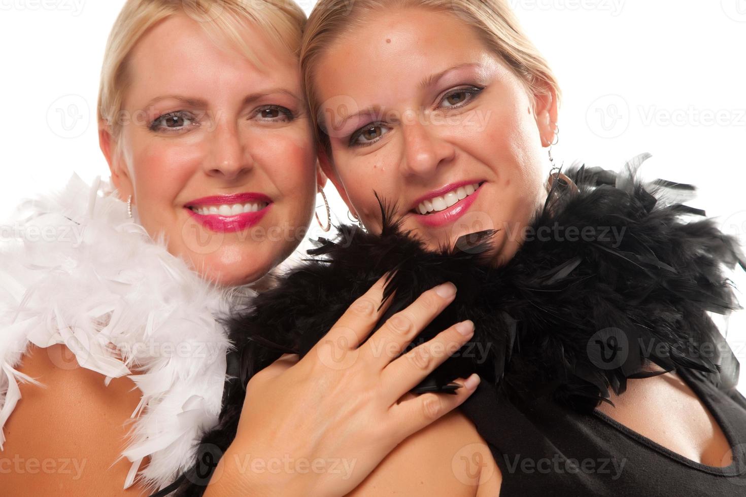 Portrait of Two Blonde Haired Smiling Girls photo