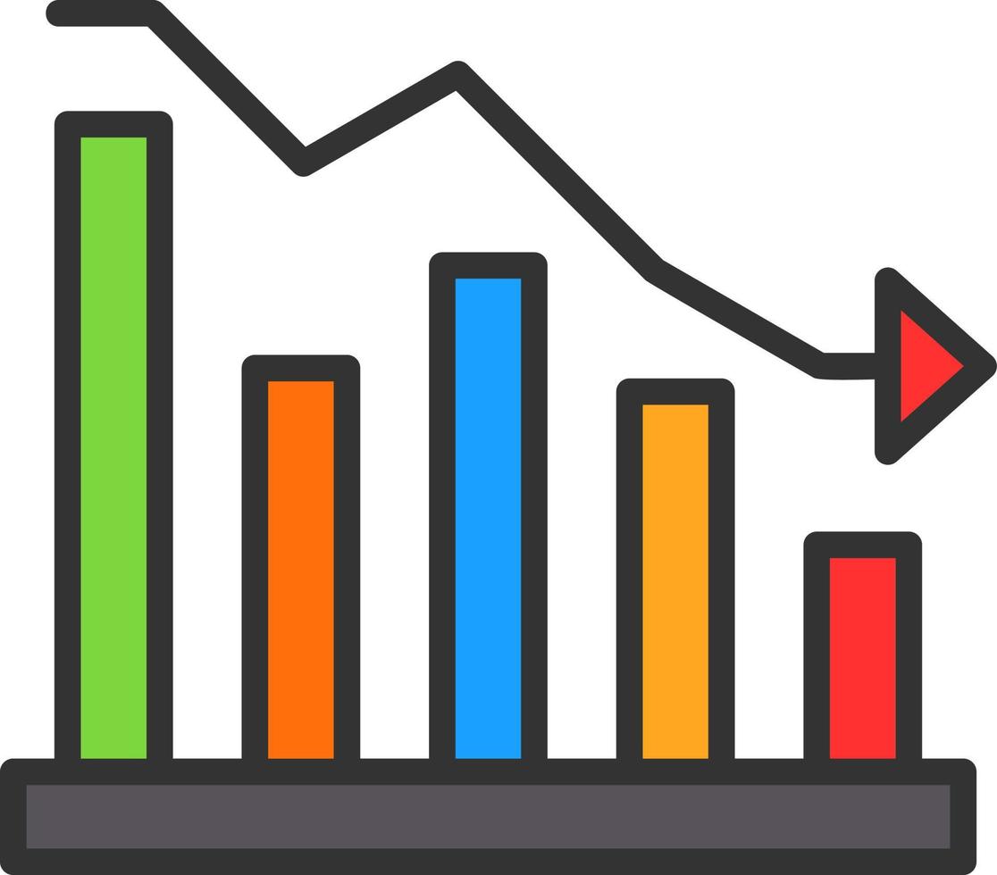 Fluctuation Down Vector Icon Design