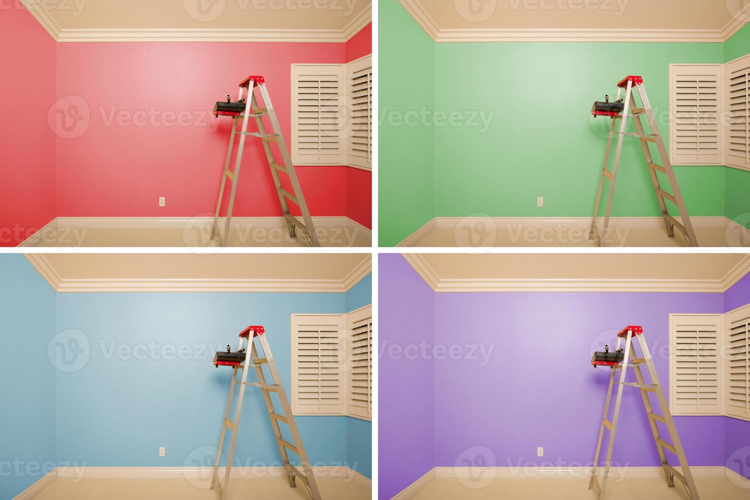 Set of Empty Rooms Painted in Variety of Colors photo