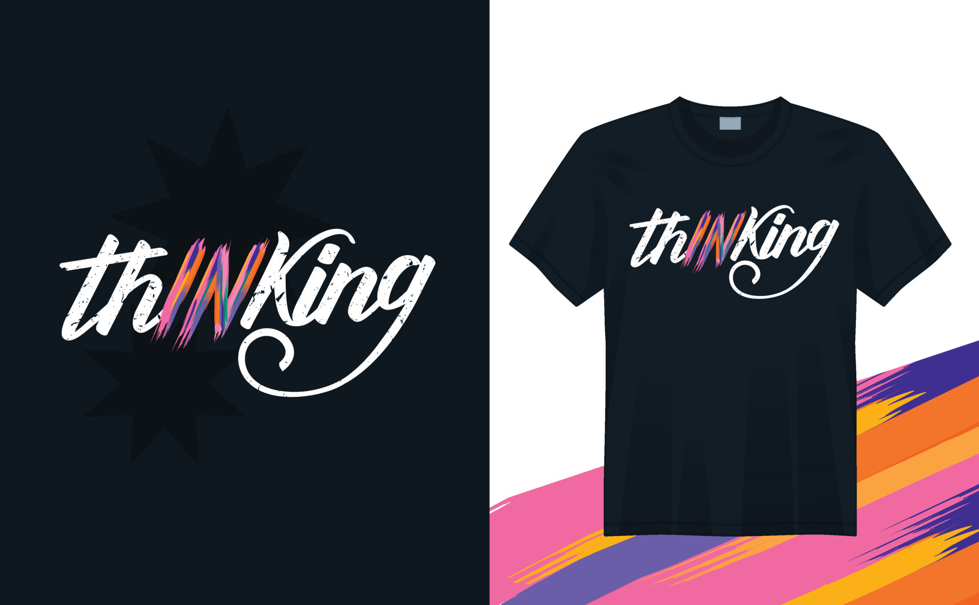 Thinking - vintage grunge tshirt design for tshirt printing, clothing