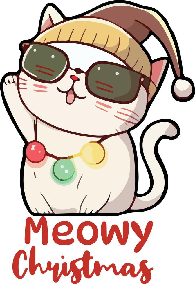 Meowy christmas design vector
