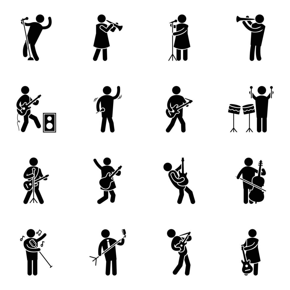 Pack of Music Concert and Media Glyph Vectors