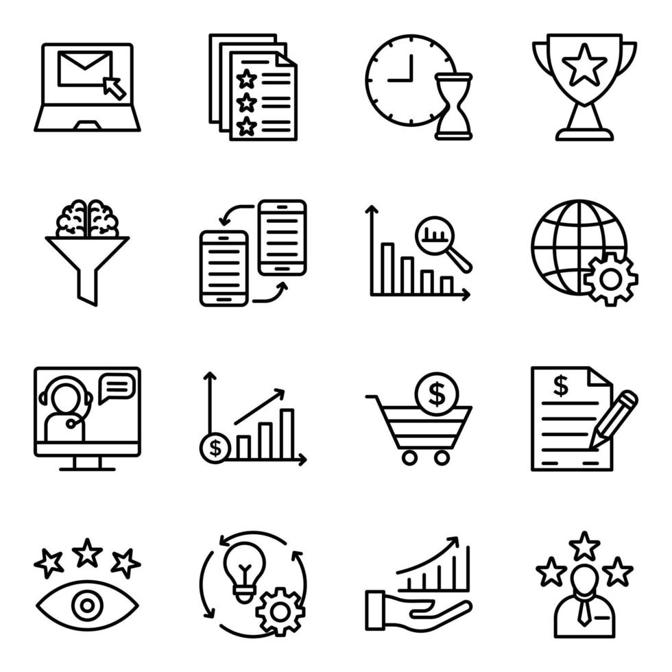 Pack of Employment and Project Management Icons vector