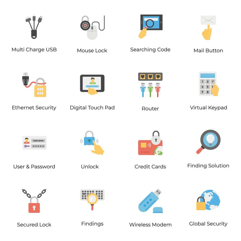 Technology Flat Icons Pack vector