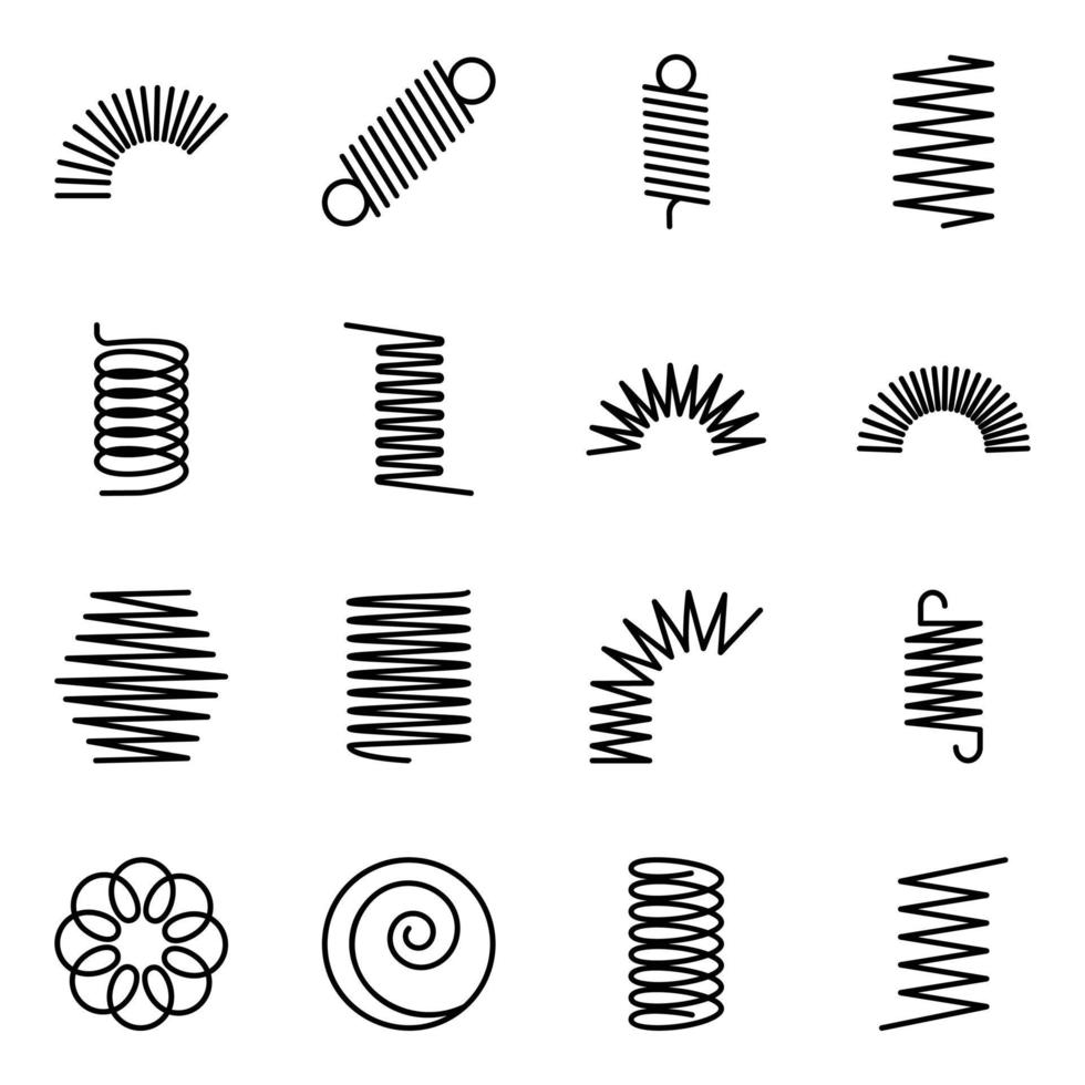 iconos de vector de línea de resorte espiral