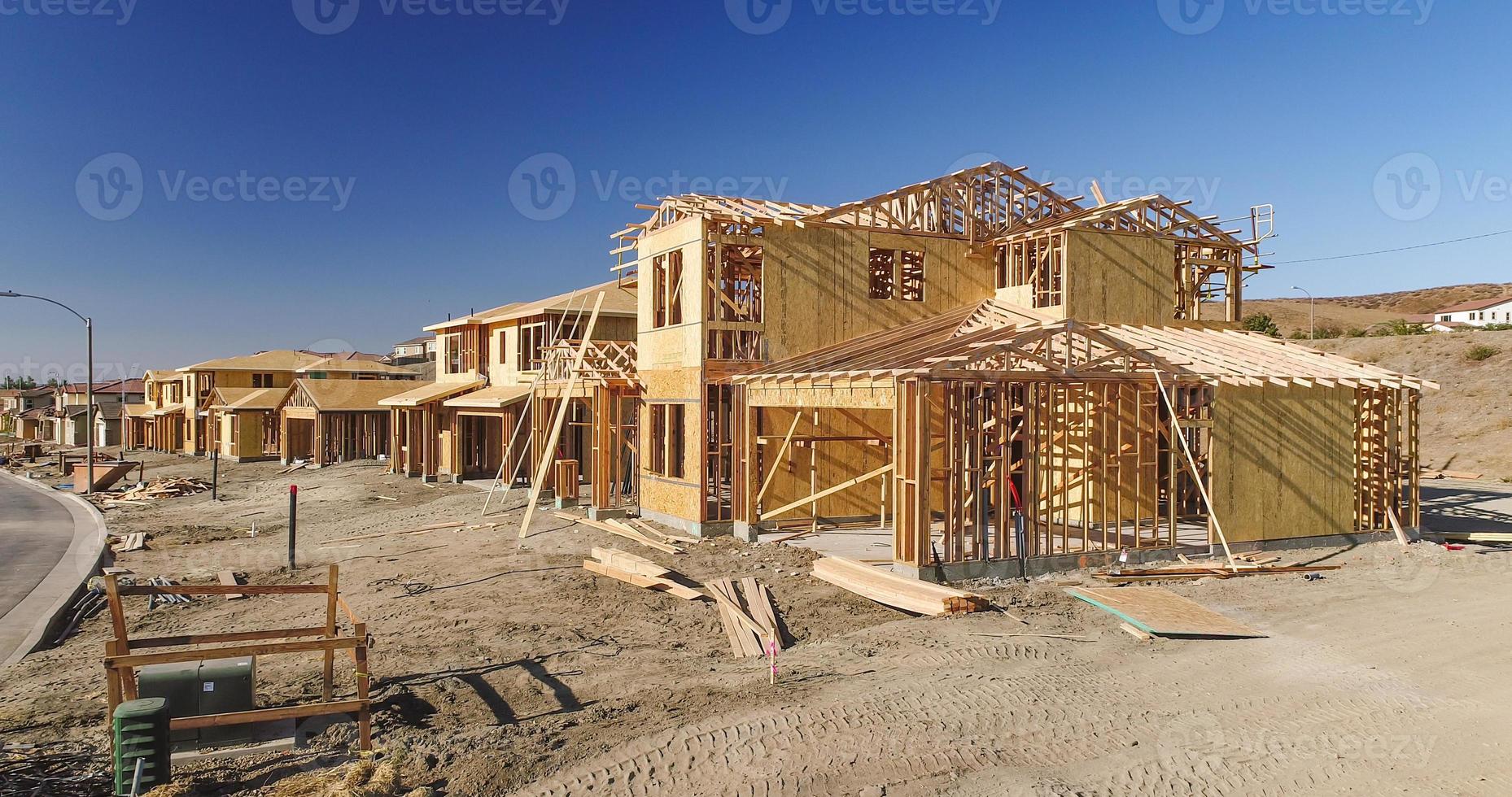 New Homes Framing Being Built Construction Site photo