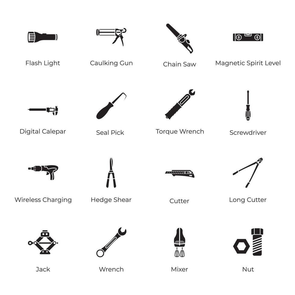 Mechanical Machines Tools Icons Pack vector