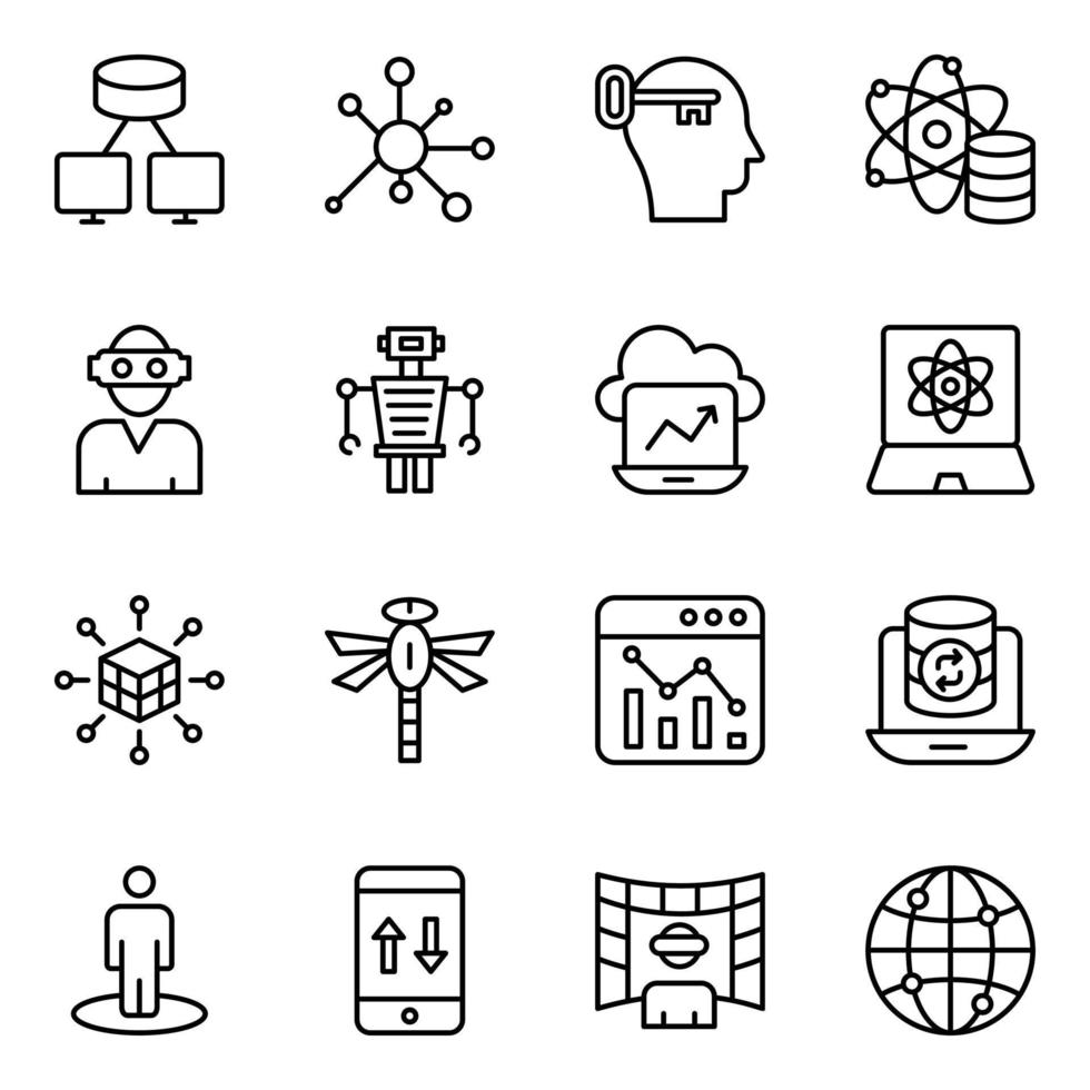 Pack of Advanced Technology Icons vector