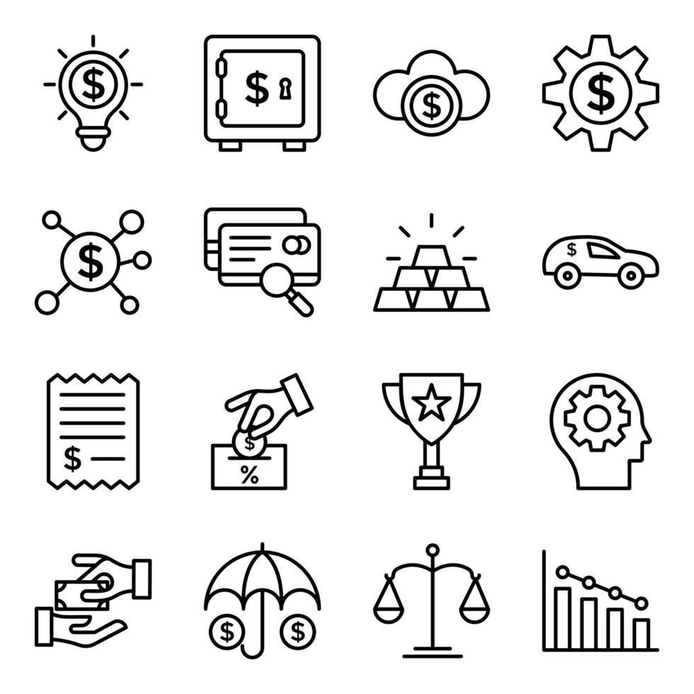 Pack of Financial Technology Icons vector