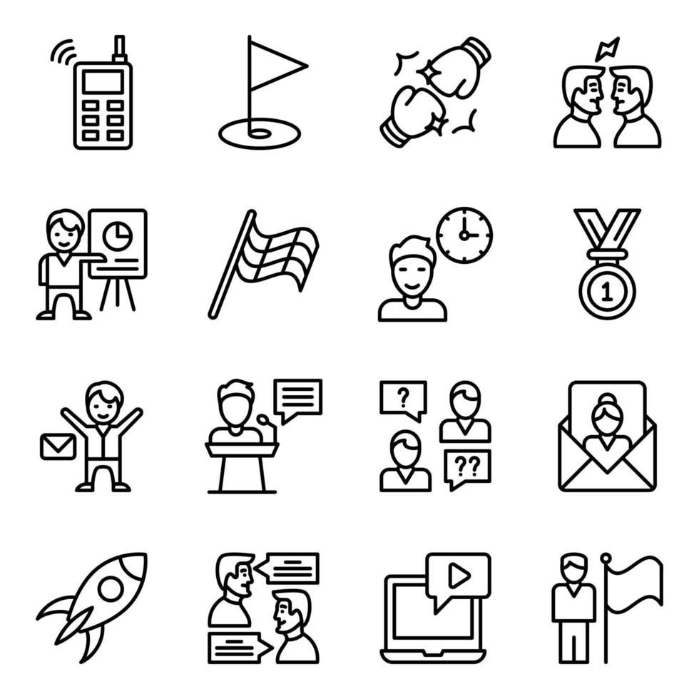 Linear Icons of Rivals, Competition and Achievement vector