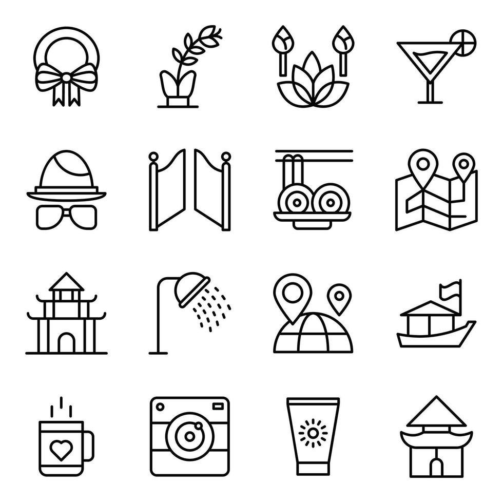 pack de iconos de accesorios de tailandia vector