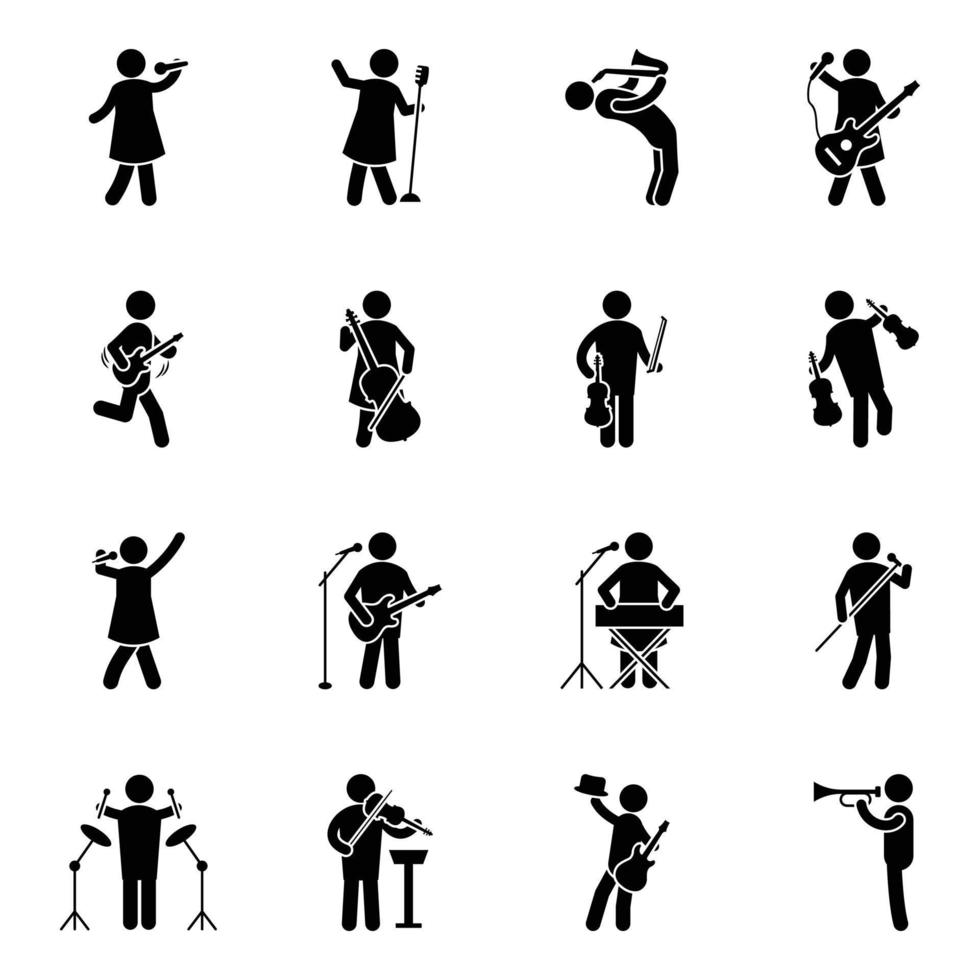 Vectores de pack music concert glyph