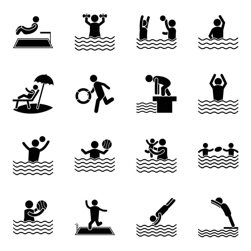 Vectores de swim and diving glyph