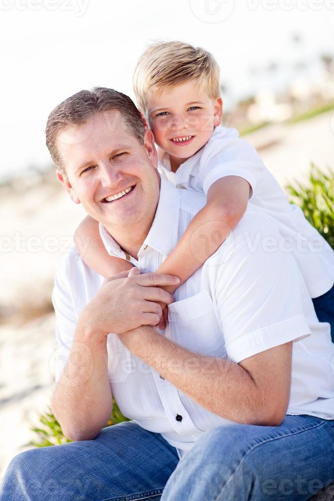 Cute Son with His Handsome Dad Portrait photo