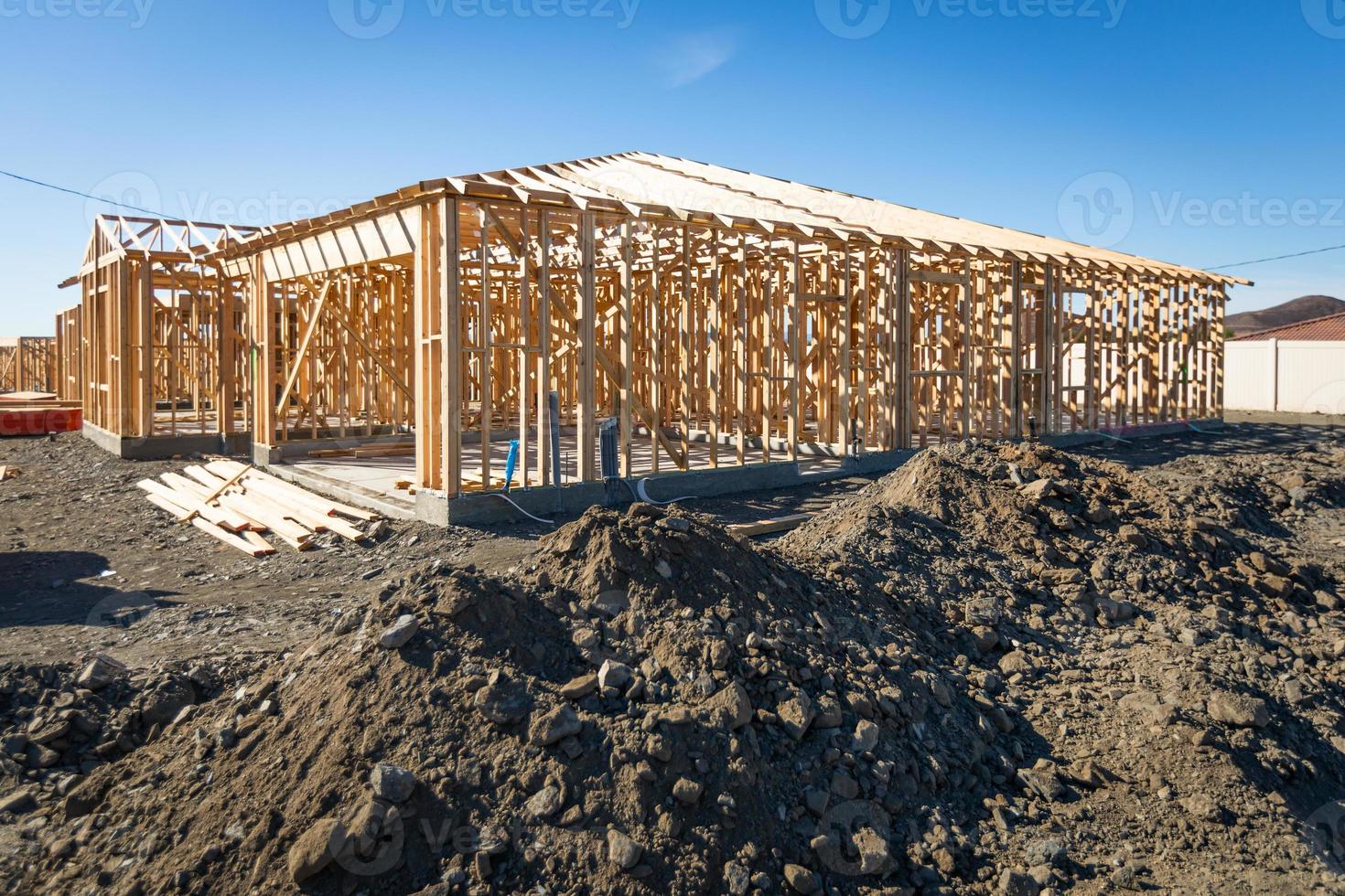 Wood Home Framing Abstract At Construction Site photo