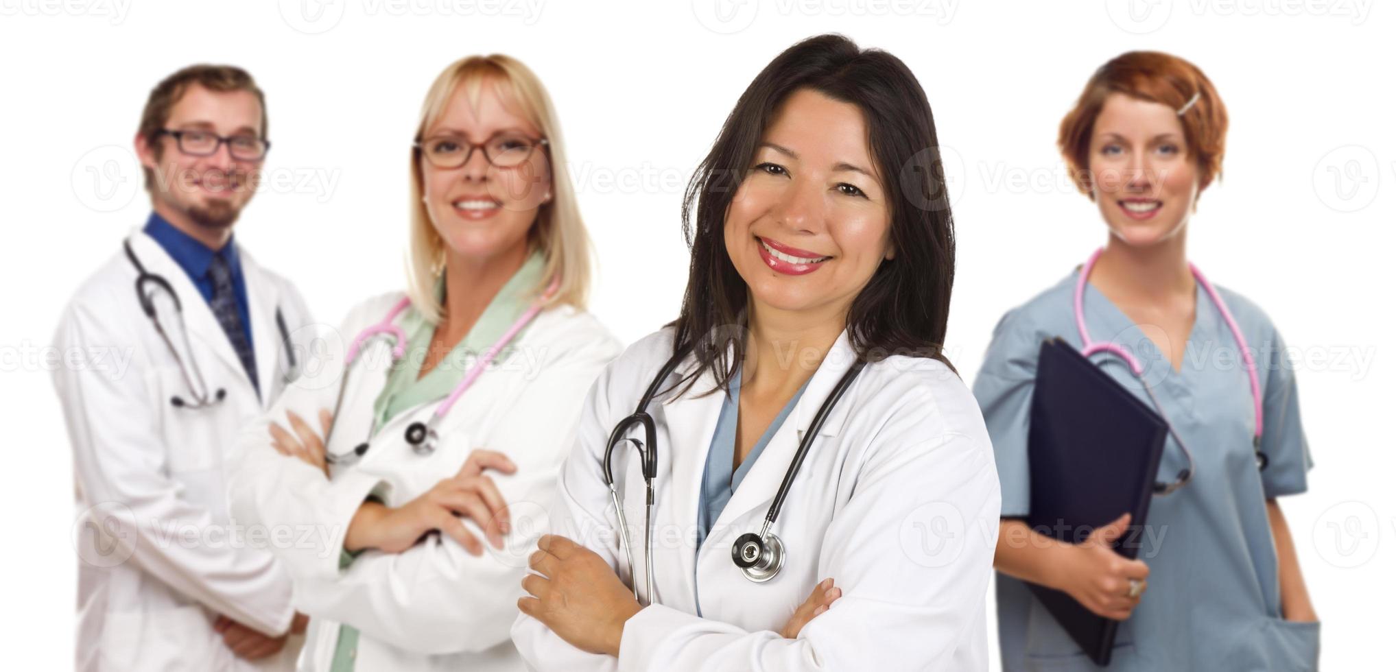 Group of Doctors or Nurses on a White Background photo