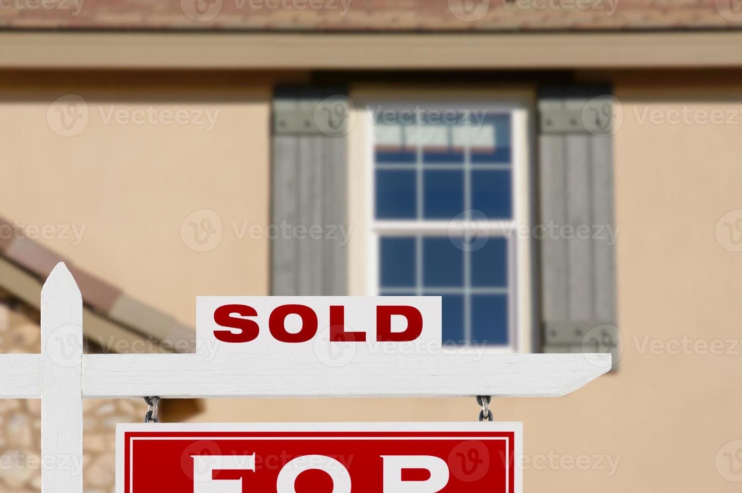 Sold Home For Sale Real Estate Sign and House photo