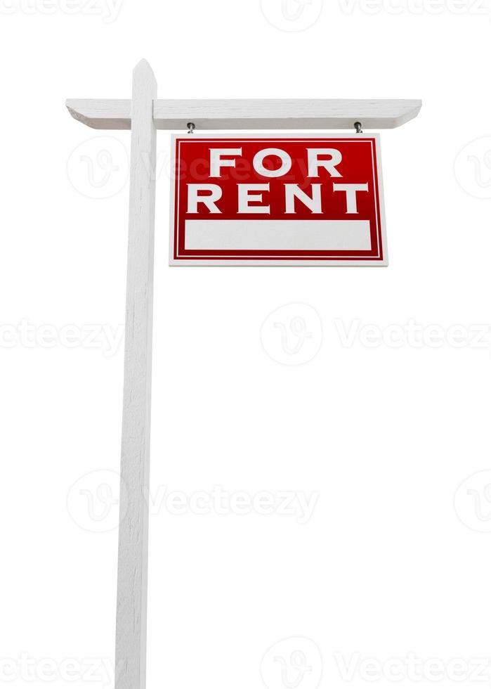 Right Facing For Rent Real Estate Sign Isolated on a White Background. photo