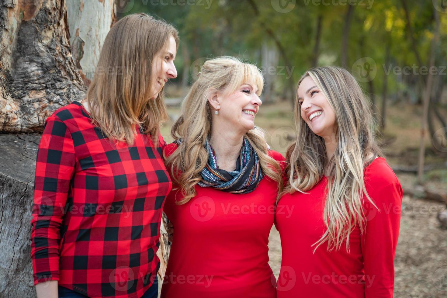 Beautiful Mother and Young Adult Daughters Portrait Outdoors photo