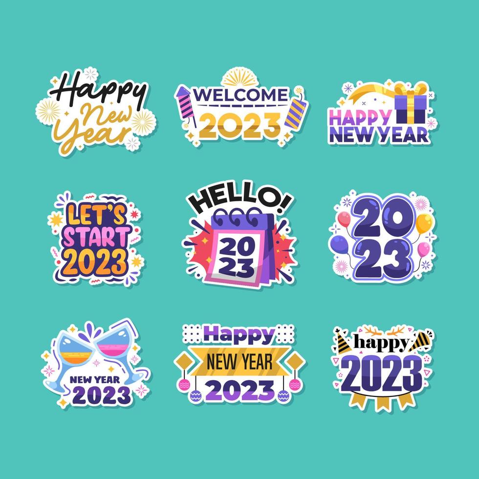 New Year Festivity Chat Sticker Set vector