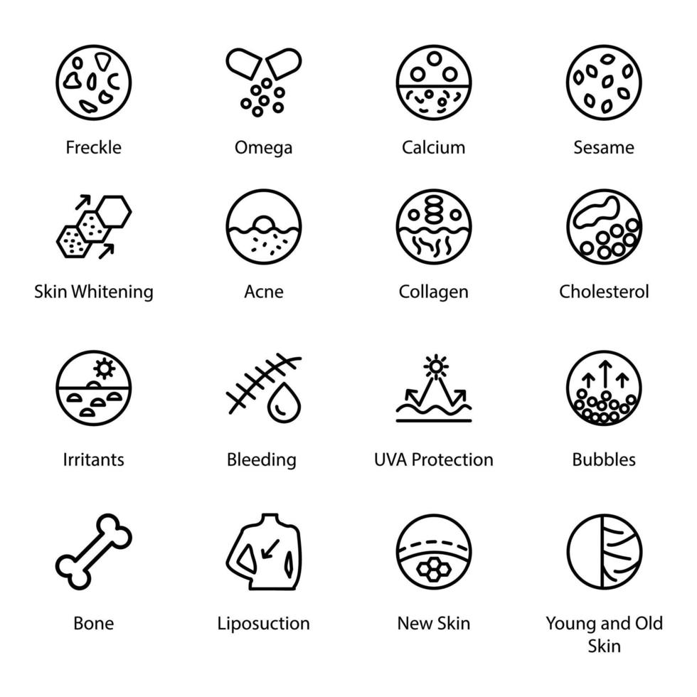 Pack of Dermatology Icon Set vector