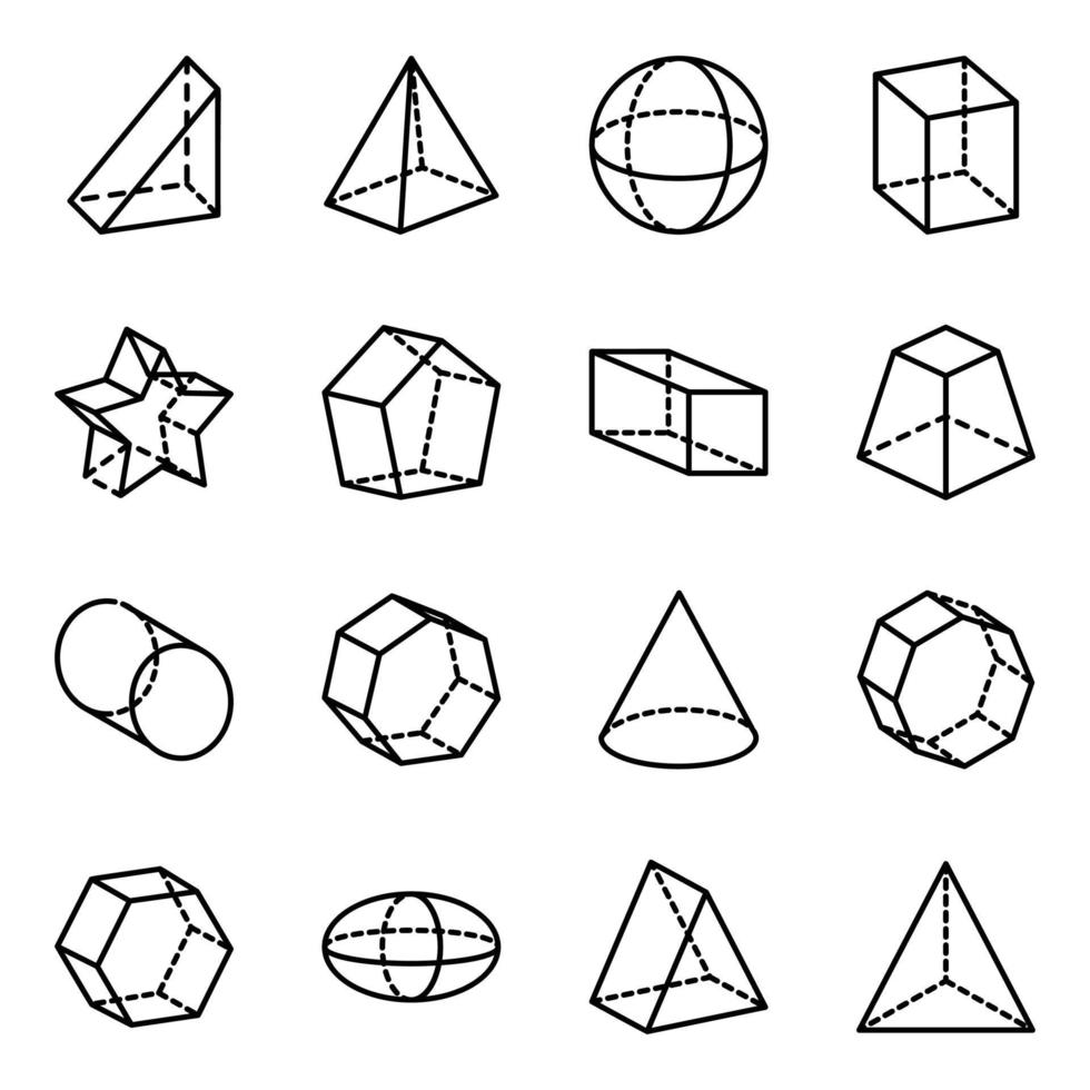 Pack of 3d Shapes Icons vector