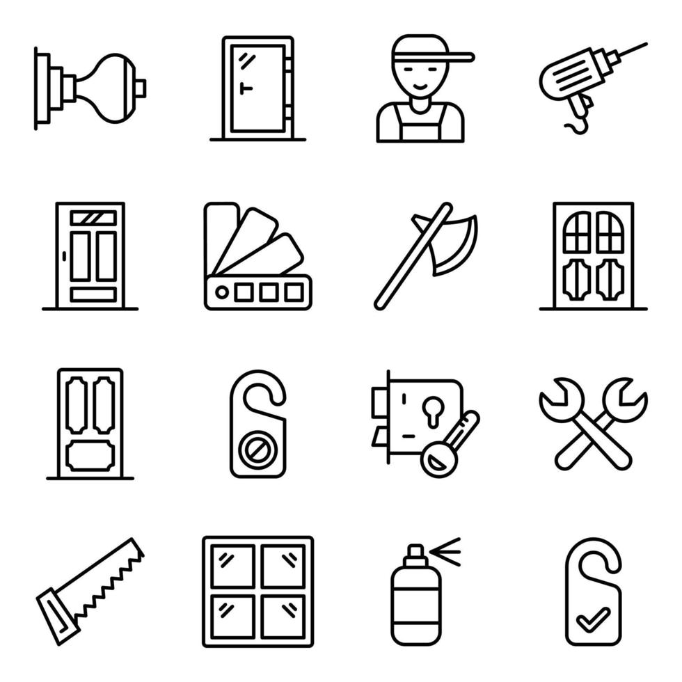 Pack of Door Installation Solid Vector Icons