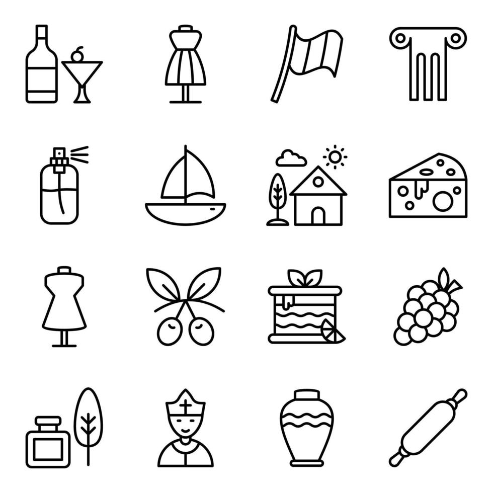 Pack of Italy Culture Icons vector