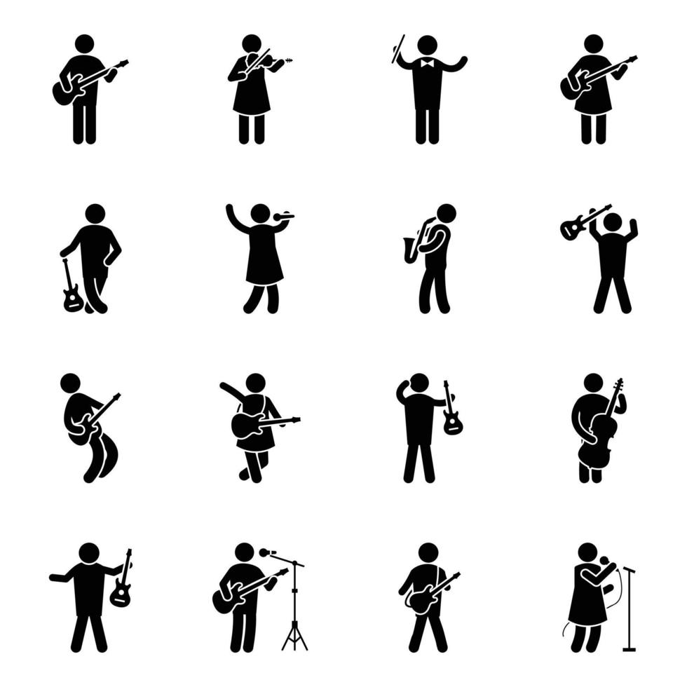 Pack of Musician Human Glyph Vectors