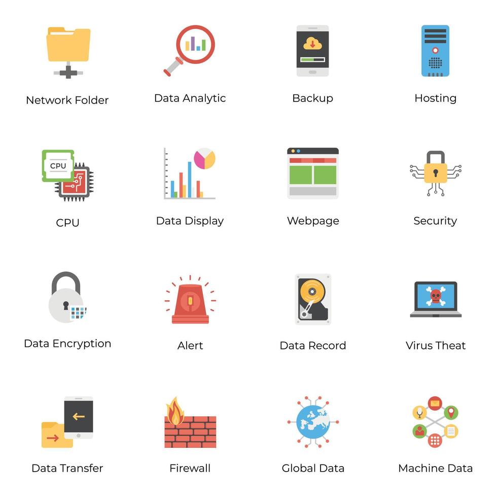 Business Analytics Flat Icons Pack vector