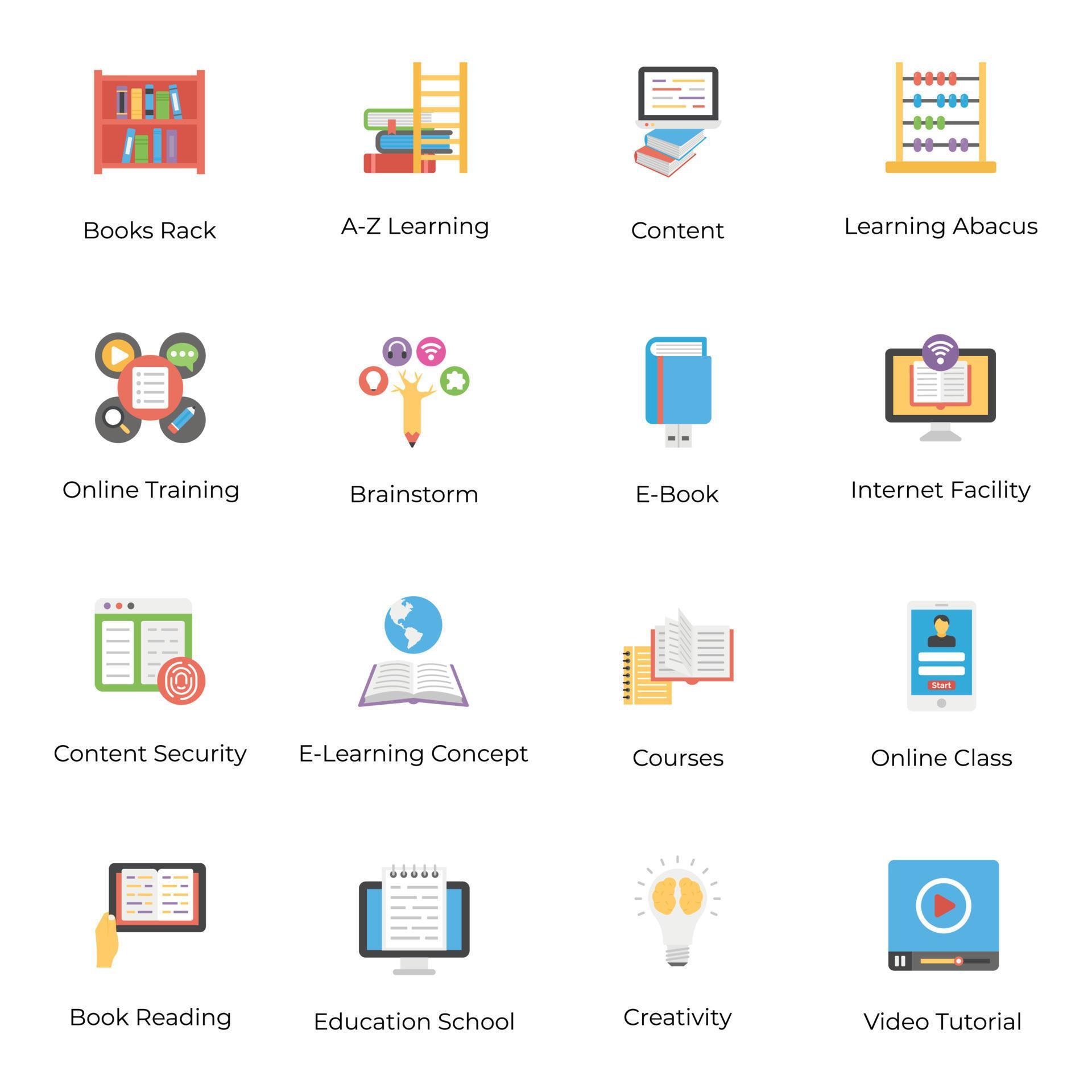 Pack of Online Learning Icons 16434746 Vector Art at Vecteezy