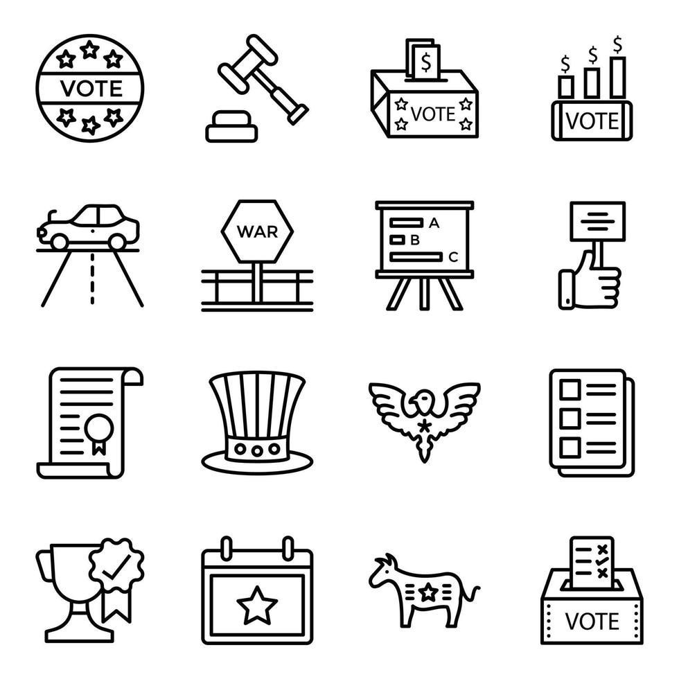 Set Of USA Politics Icons vector