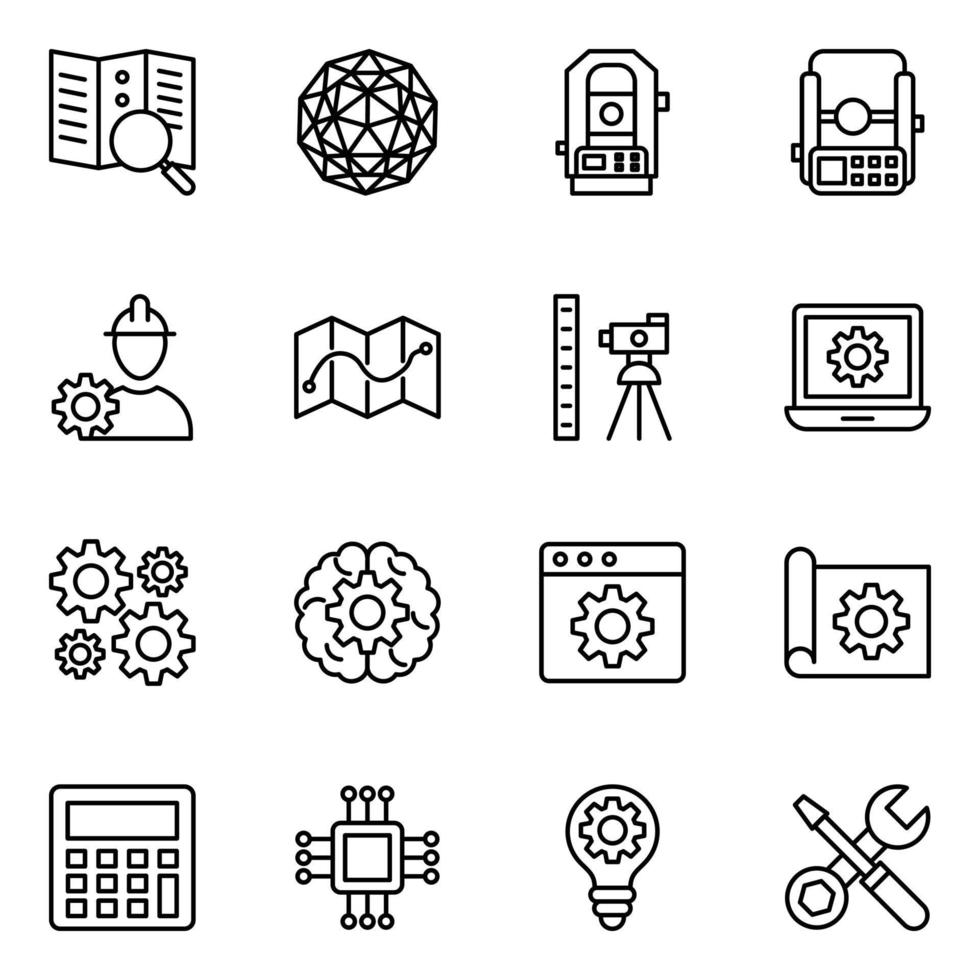 Pack of Geological Research icons vector