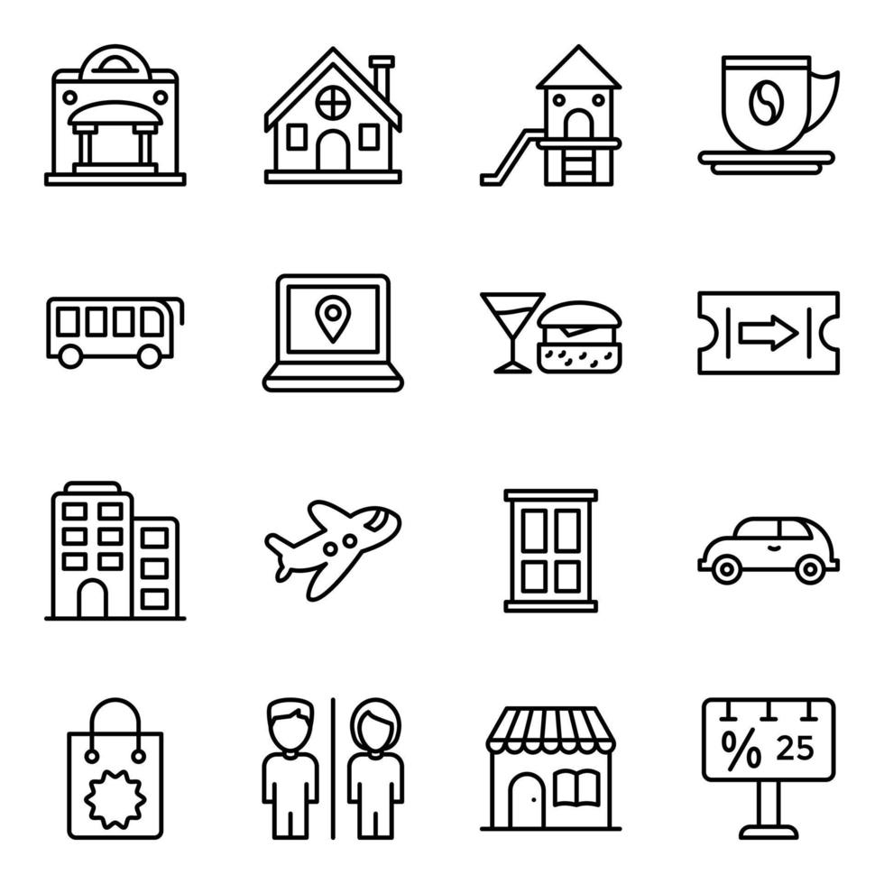 paquete de iconos de la vida moderna vector