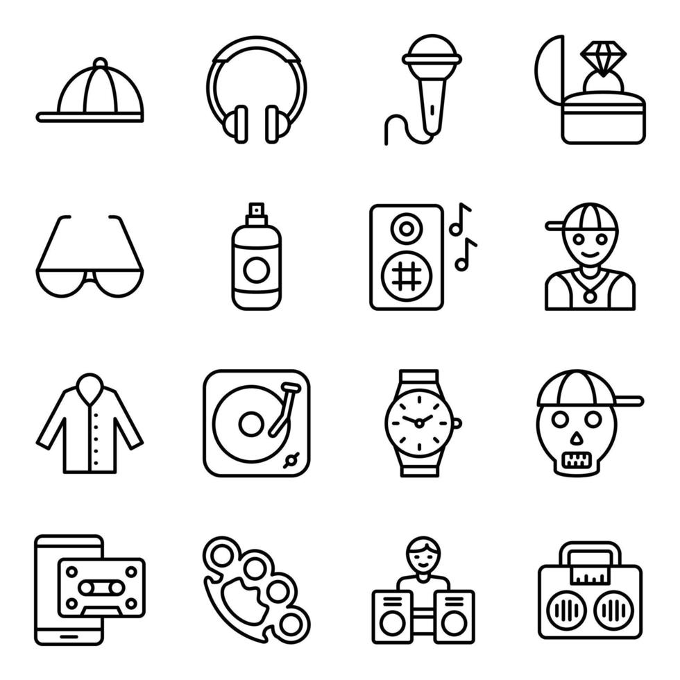 Pack of Hip Hop Icons vector