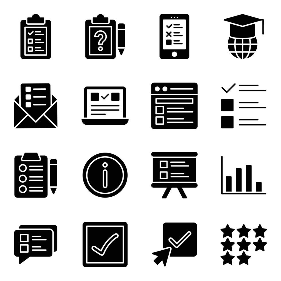 Pack of Online Survey Icons vector