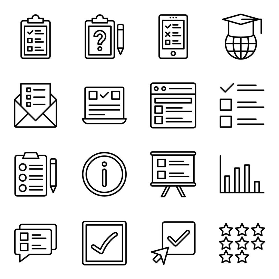 paquete de iconos de encuestas en línea vector