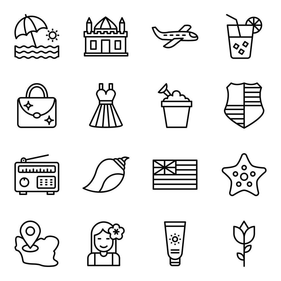 Set of Hawaii Icons vector