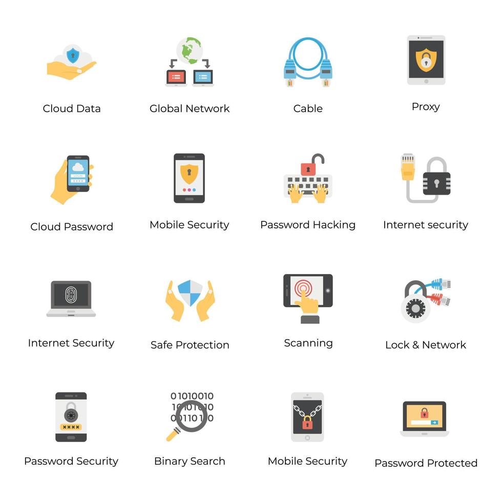 Online Protection Flat Icons vector