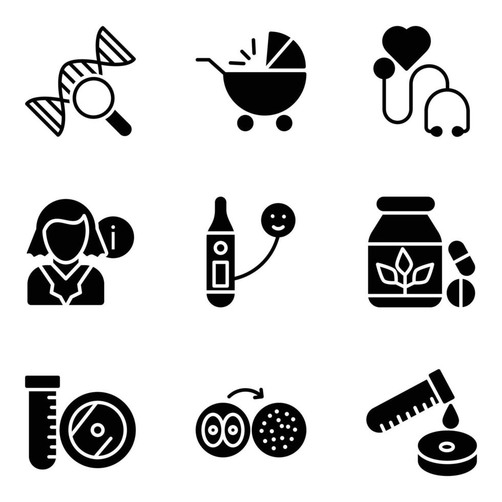 Pack of Gynaecology Research Glyph Vector Icons