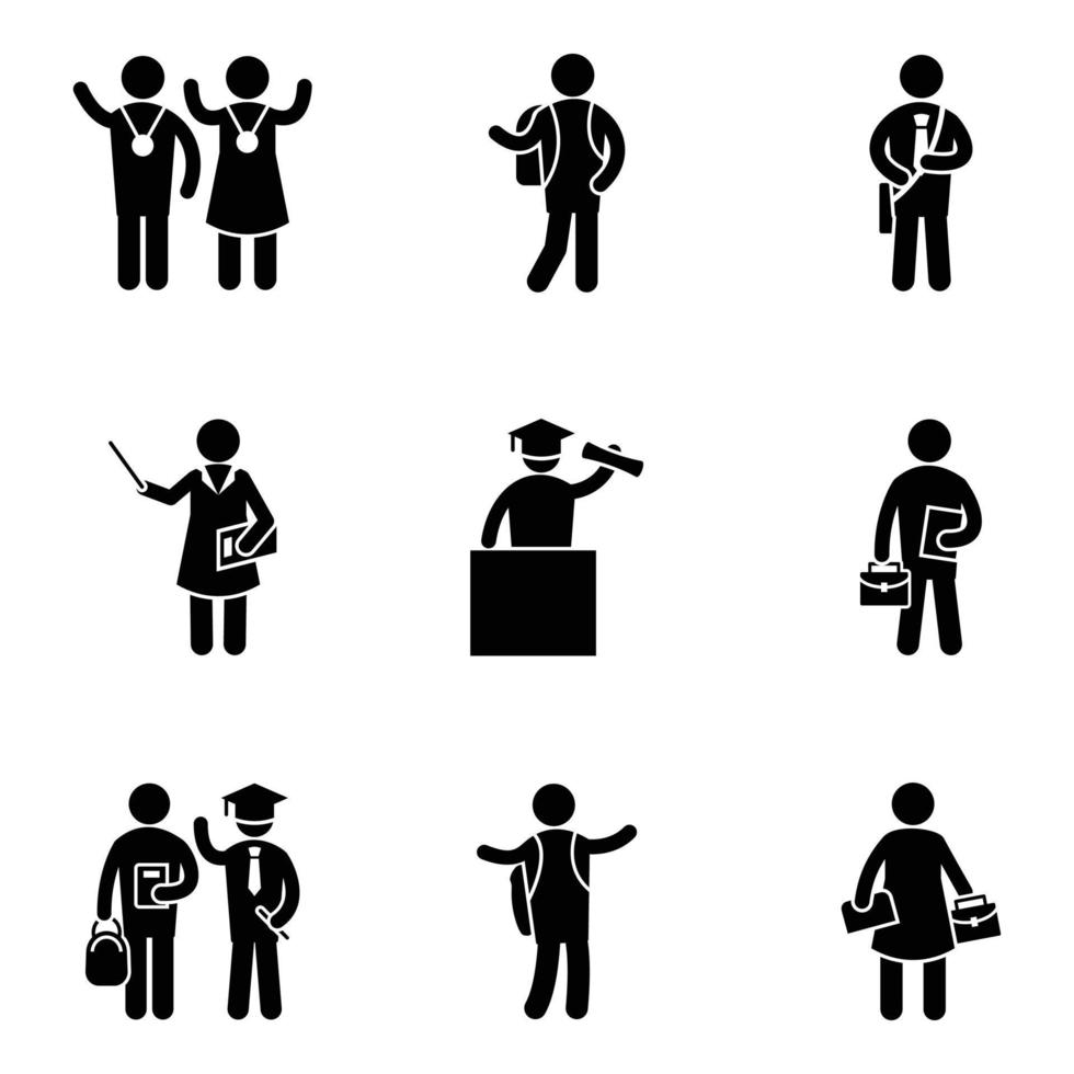 Students and School Glyph Vectors