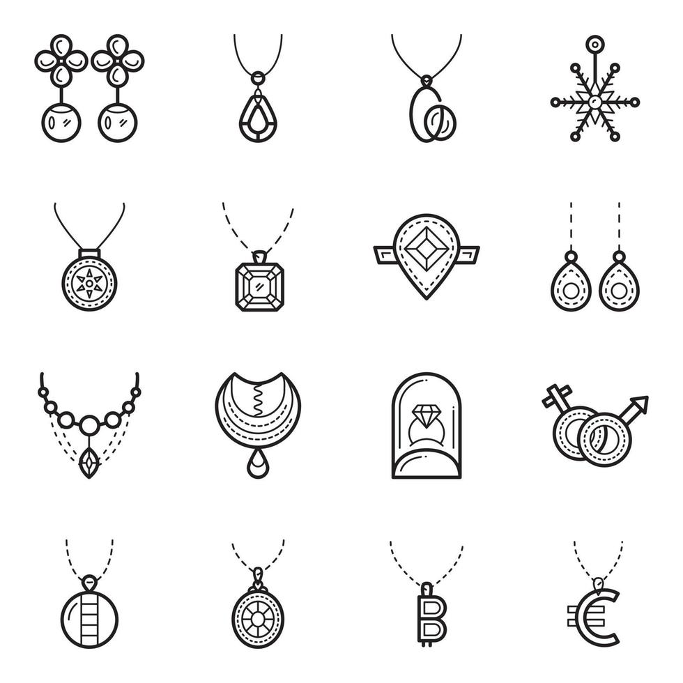 Pack of Jewels Linear Icons vector