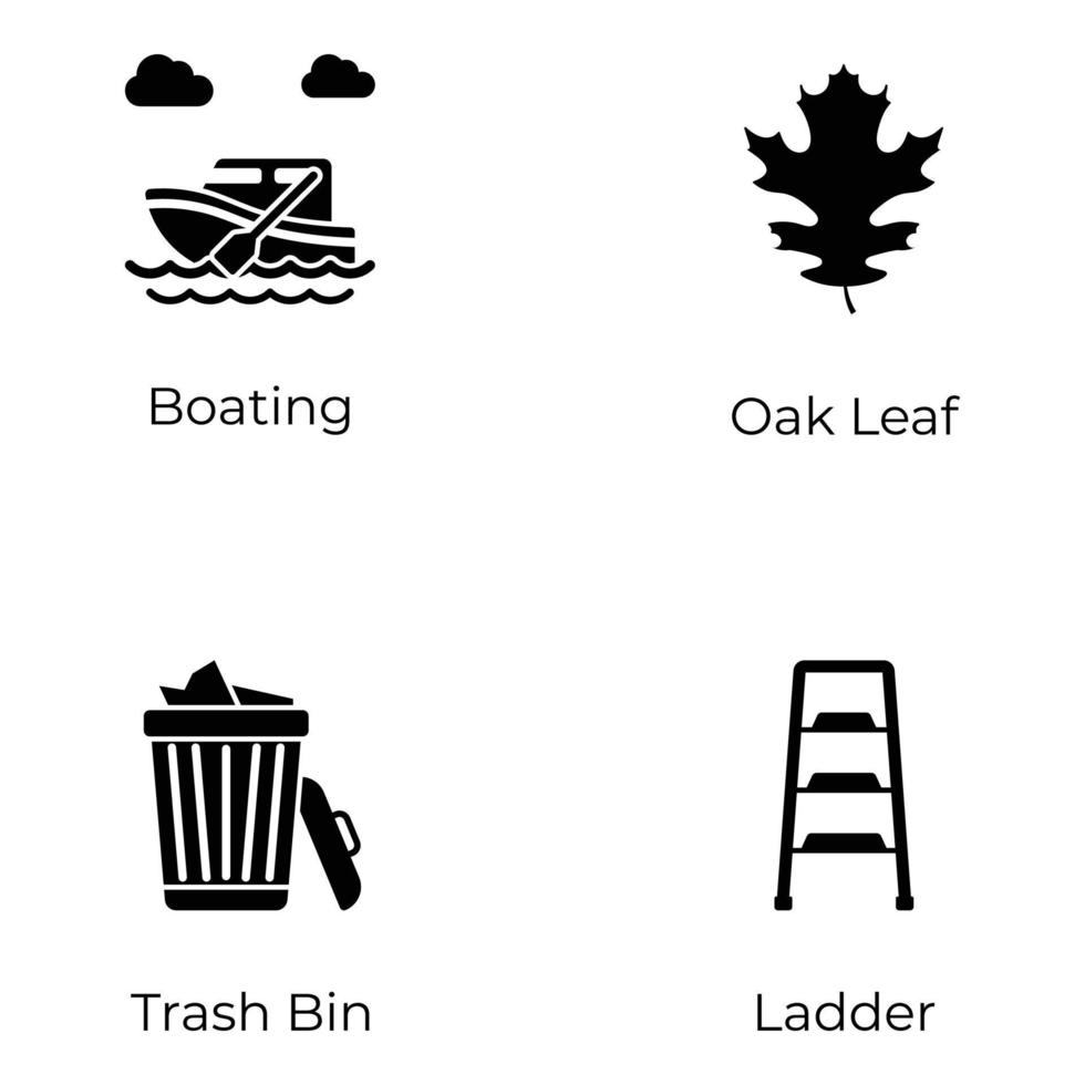 Pack of Nature Solid Icons vector