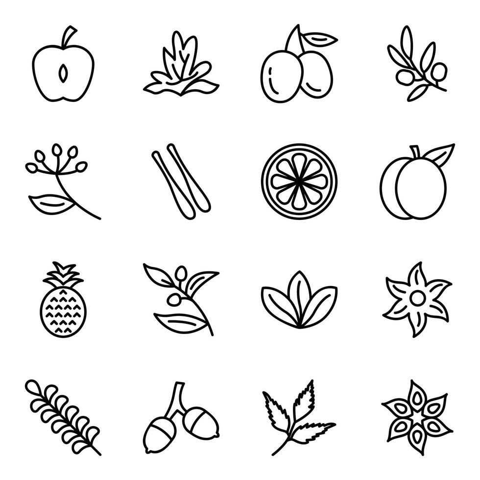 pack de iconos de alimentos naturales vector