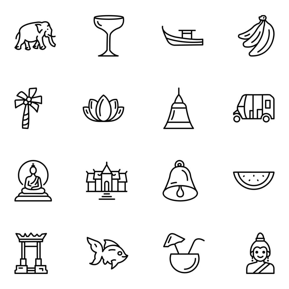 paquete de iconos de símbolos de tailandia vector