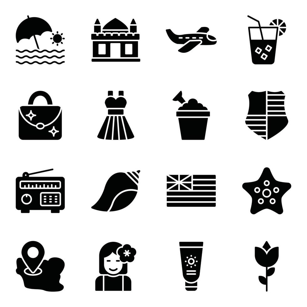 Set of Hawaii Icons vector