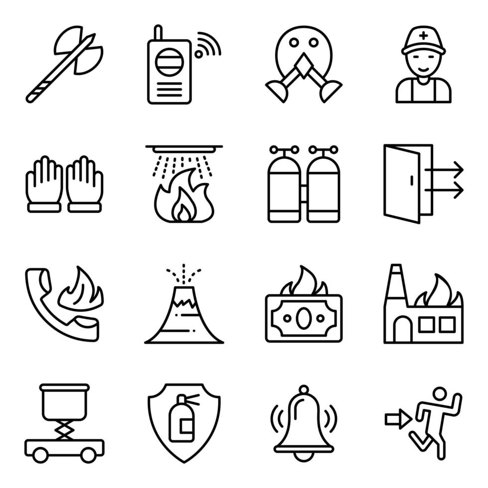 Fire Rescue Line Vector Icons