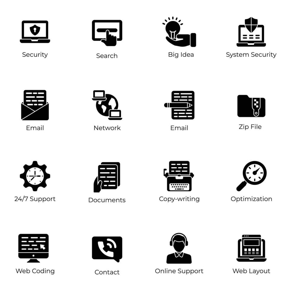 paquete de iconos de alojamiento web vector