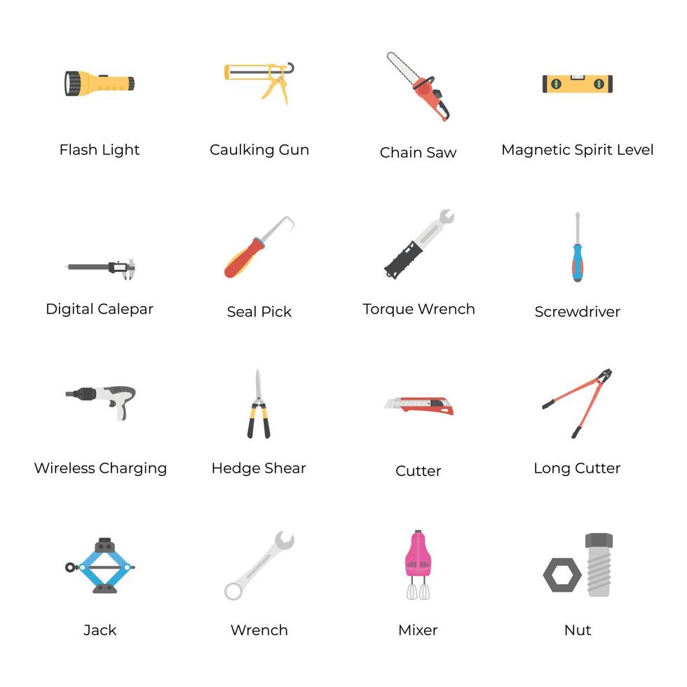Mechanical Machines Tools Icons Pack vector